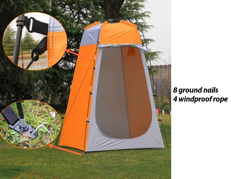 Outdoor Hiking Fishing Moving Bathing Room 190t Polyester Silver Back Coating Glassfiber Pole Ultralight Camping Shower Tent