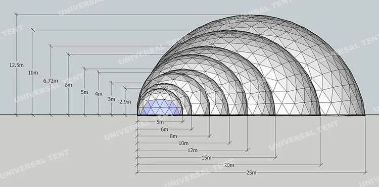 Outdoor Camping Prefab Waterproof Glamping Geodesic Dome House Luxury Tent