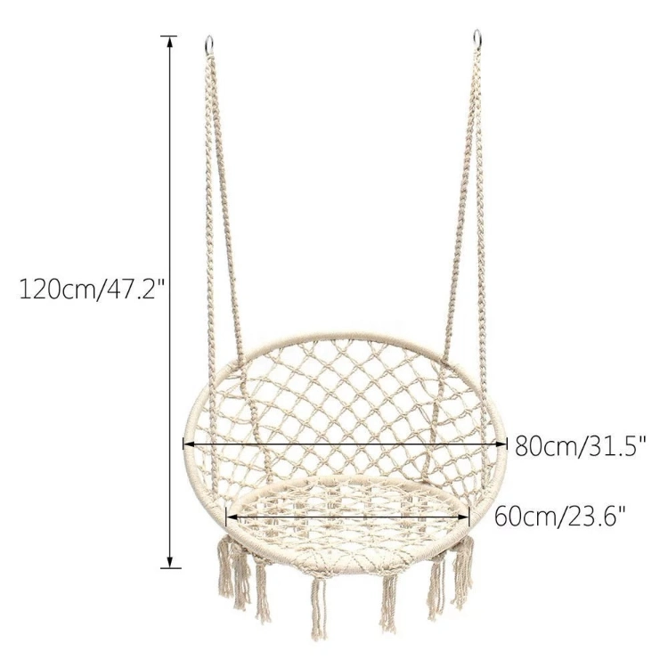 Round Shape Macrame Hanging Chair Hammock Swing for Garden