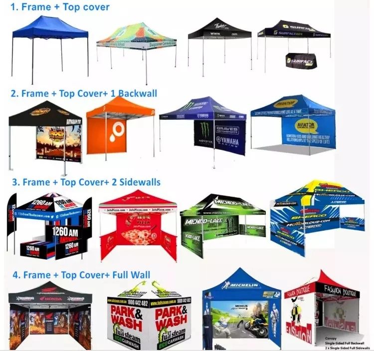 Steel Frame Folding Pop up Canopy Waterproof Beach Tent Printed